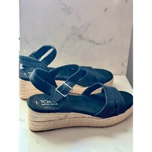 Toms Black Wedge Sandals